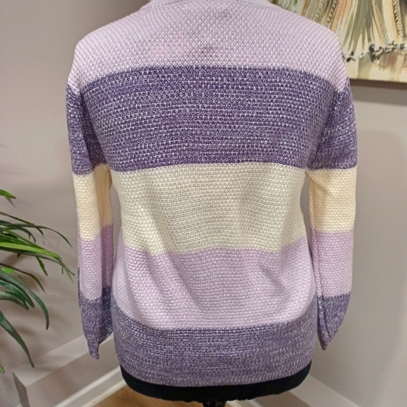 NWTS Plus Size Zenana Purple Color Block Woven Pullover Sweater - Picture 8 of 12
